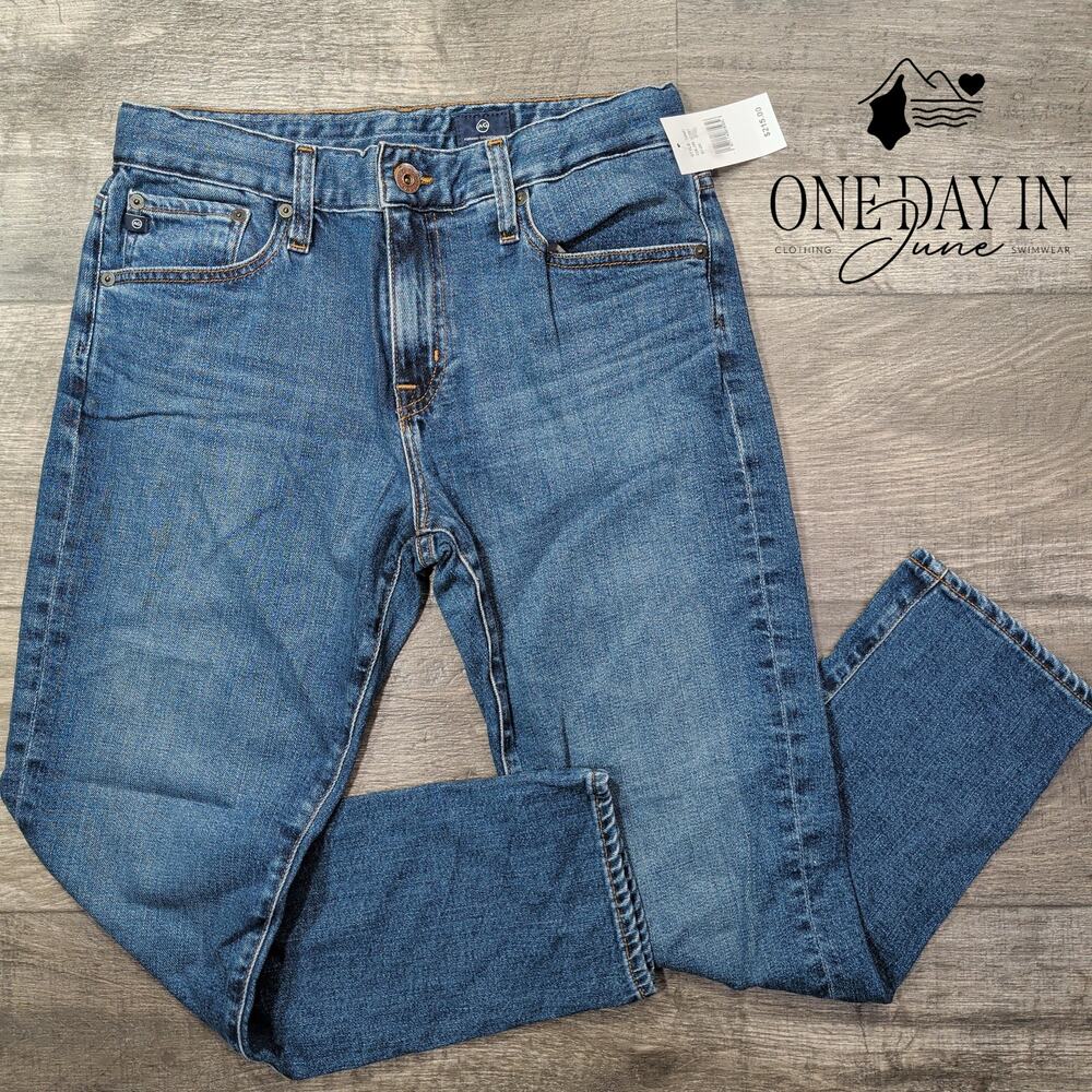 AG Adriano Goldschmied Straight Crop Jeans Blue High Rise NWT Size 4 (27)